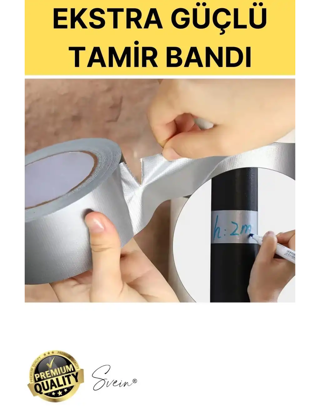 1 Adet 10 mt Sarı Tamir Takviye Kapatıcı Güçlü Onarım Bandı Su Geçirmez Sızdırmaz Dayanım Çatlak