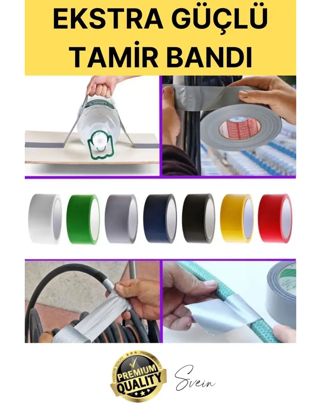 4 Adet 10 mt Sarı Tamir Takviye Kapatıcı Güçlü Onarım Bandı Su Geçirmez Sızdırmaz Dayanım Çatlak