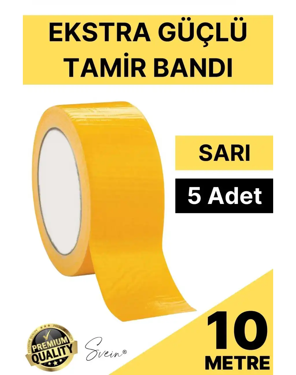 5 Adet 10 mt Sarı Tamir Takviye Kapatıcı Güçlü Onarım Bandı Su Geçirmez Sızdırmaz Dayanım Çatlak