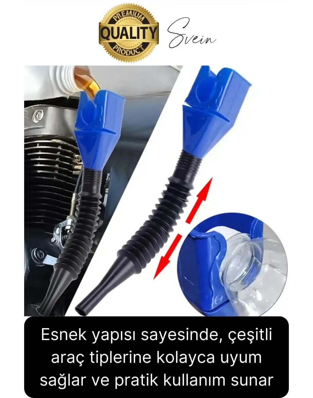 Esnek Taşınabilir Yakıt Dökme Aparatı Yağ Benzin Hunisi Araba Otomobil Hortum Pratik Araç Plastik