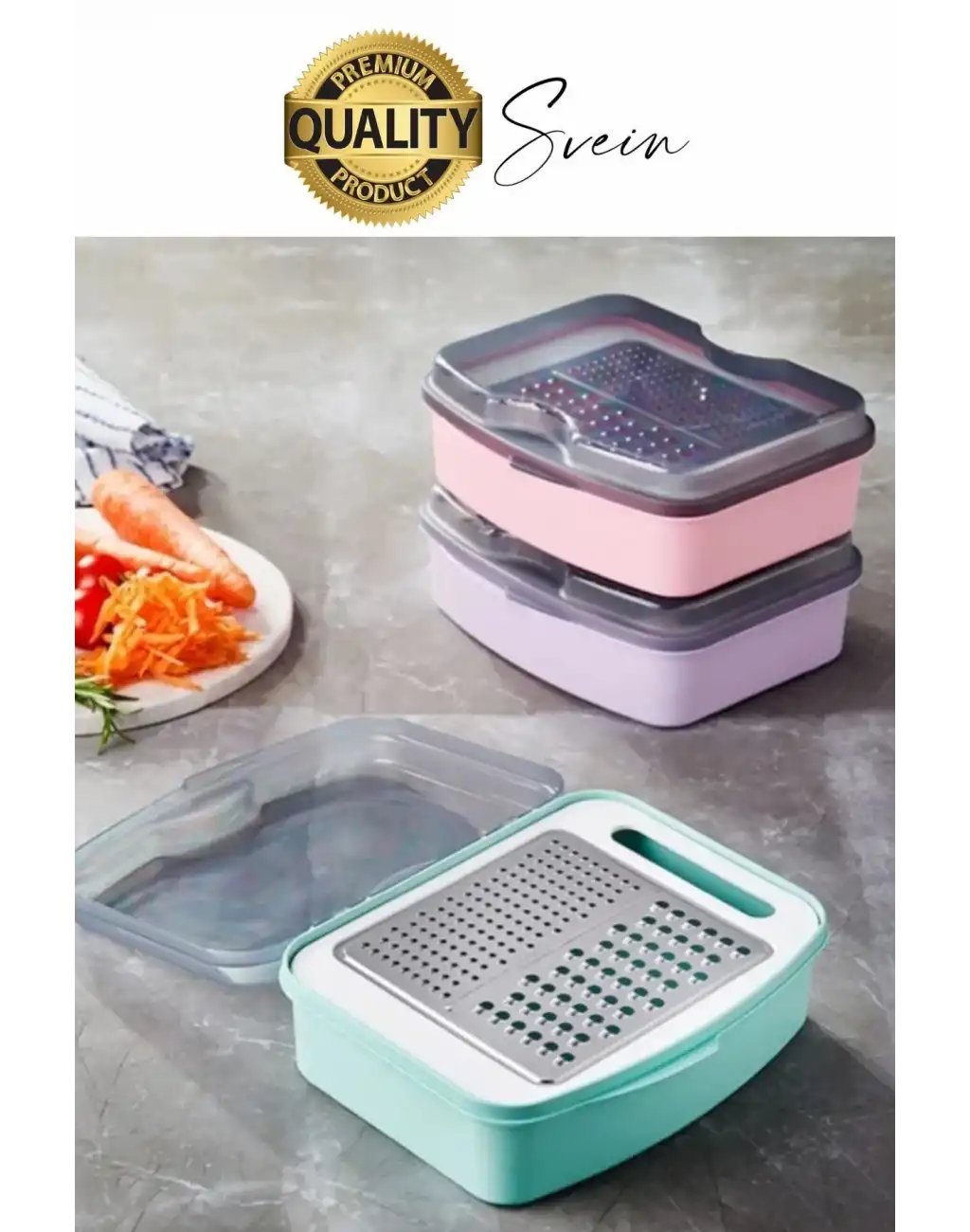 Çok Fonksiyonlu Rendeleme ve Saklama Bir Arada Geniş Kapasite Paslanmaz Çelik Rendeli Plastik Kab