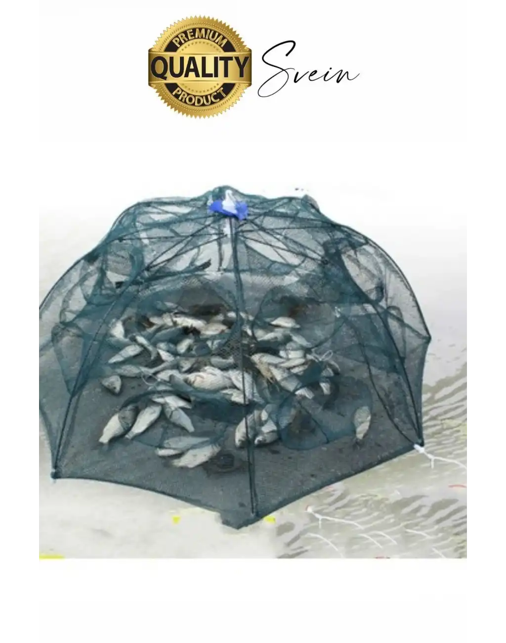 Ekstra Sağlam 16 Gözlü Balık Kapanı Ağı Cepli Büyük Boy Balık Yakalama Filesi Yem Bölmeli Fermuarlı