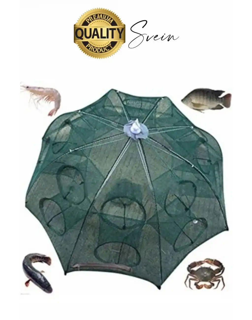 Ekstra Sağlam 16 Gözlü Balık Kapanı Ağı Cepli Büyük Boy Balık Yakalama Filesi Yem Bölmeli Fermuarlı