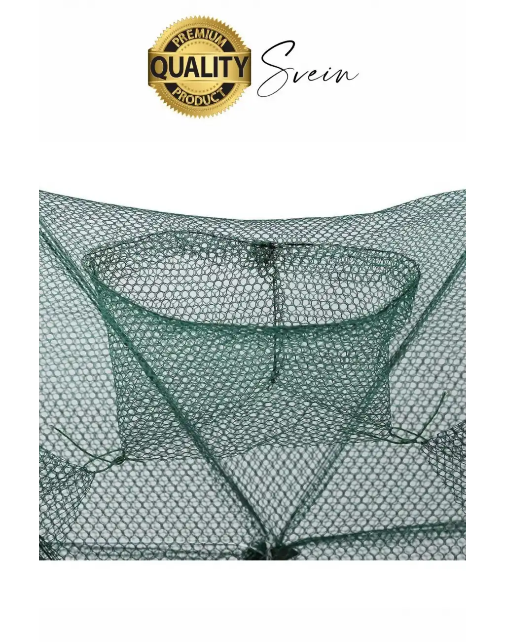 Ekstra Sağlam 16 Gözlü Balık Kapanı Ağı Cepli Büyük Boy Balık Yakalama Filesi Yem Bölmeli Fermuarlı