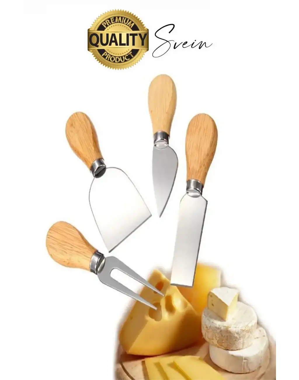 Bambu Saplı 4lü Mini Şarküteri Bıçakları Servis Sunumluk Peynir ve Ekmek Kesimi İçin Spatula Seti