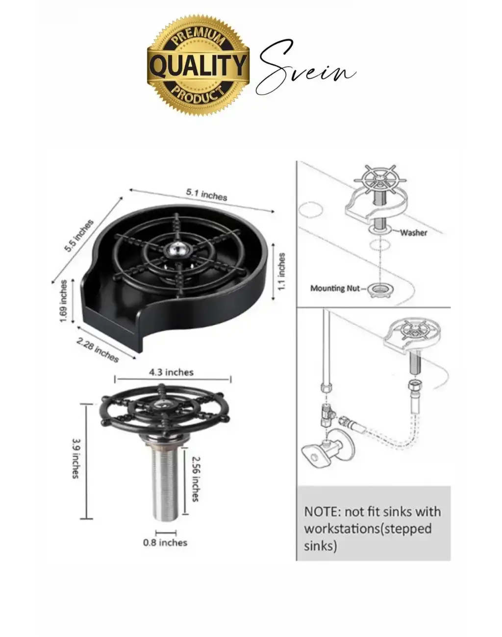 Yüksek Basınçlı Pratik Otomatik Bardak Kadeh Kupa Yıkama Musluğu Fıskiye Bulaşık Yıkama Aparatı