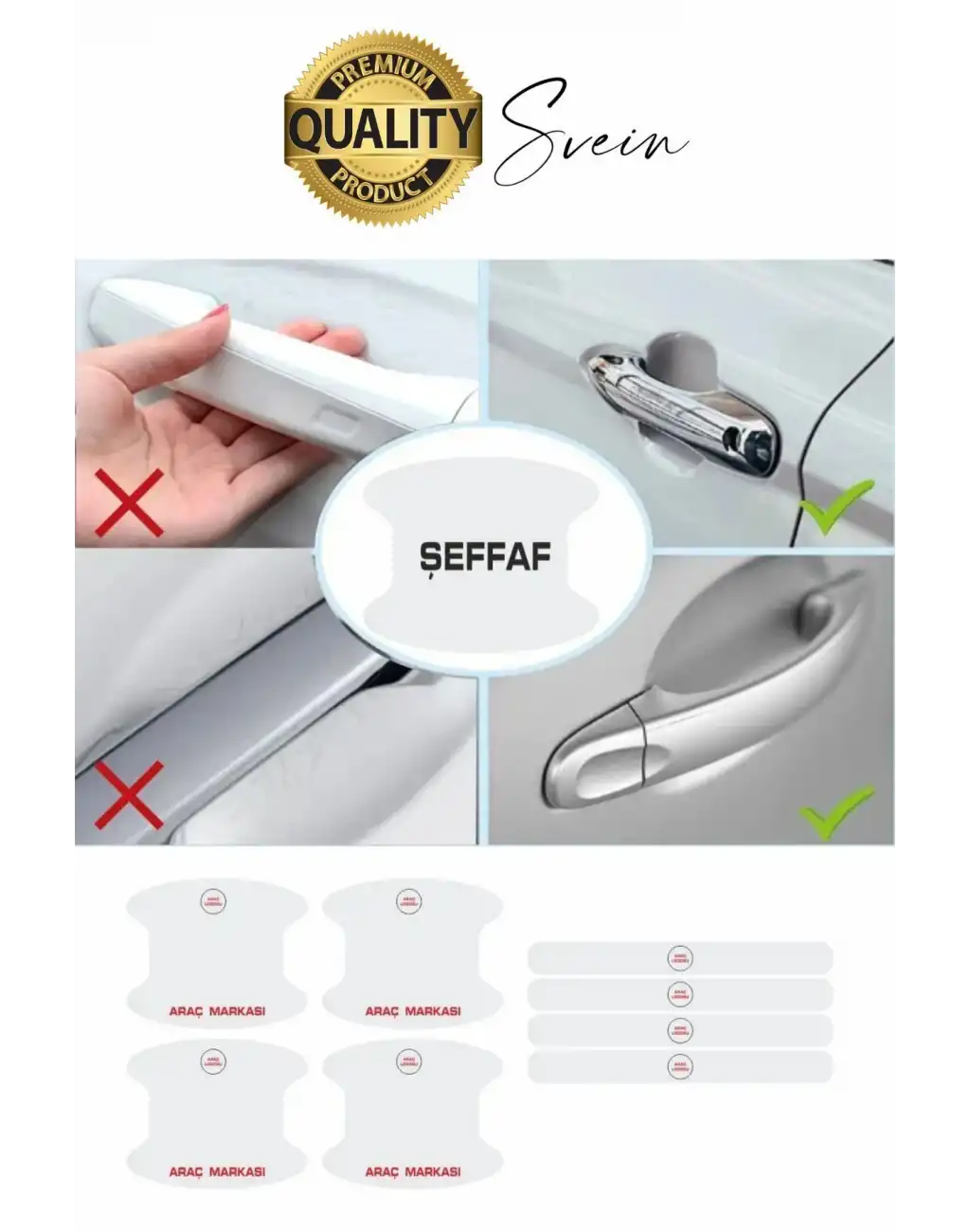 Araba Kapı Kolu Çizilme Koruyucu Şeffaf Film Yapışkanlı Boya Kaldırmaz Zarar Vermez Çizik Koruma