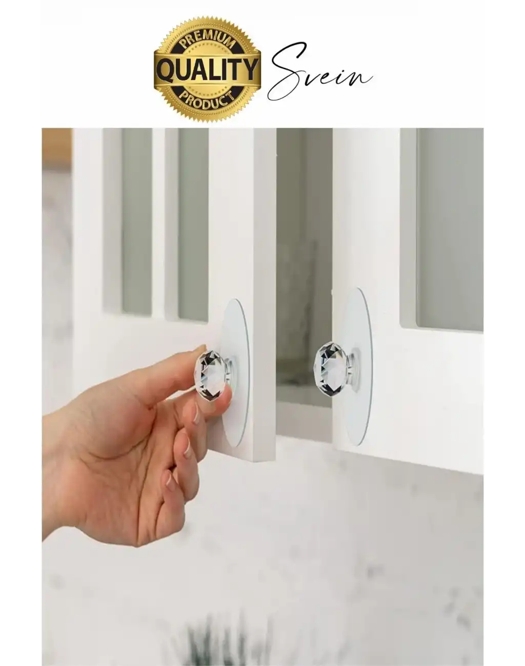 4 Adet Dekoratif Güçlü Tutunabilen Yapışkanlı Kristal Kapak Çekmece Dolap Kulp Seti Tutacak Kulbu