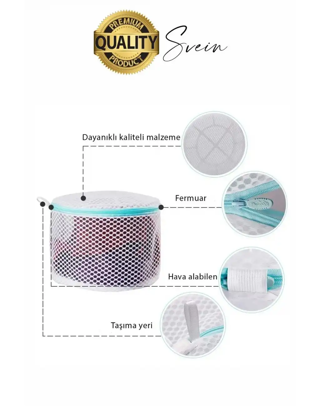 Premium 2 Adet İç Çamaşır Sütyen Yıkama Filesi Fermuarlı Yırtılmaz Çorap Temizlik Torbası Dayanıklı