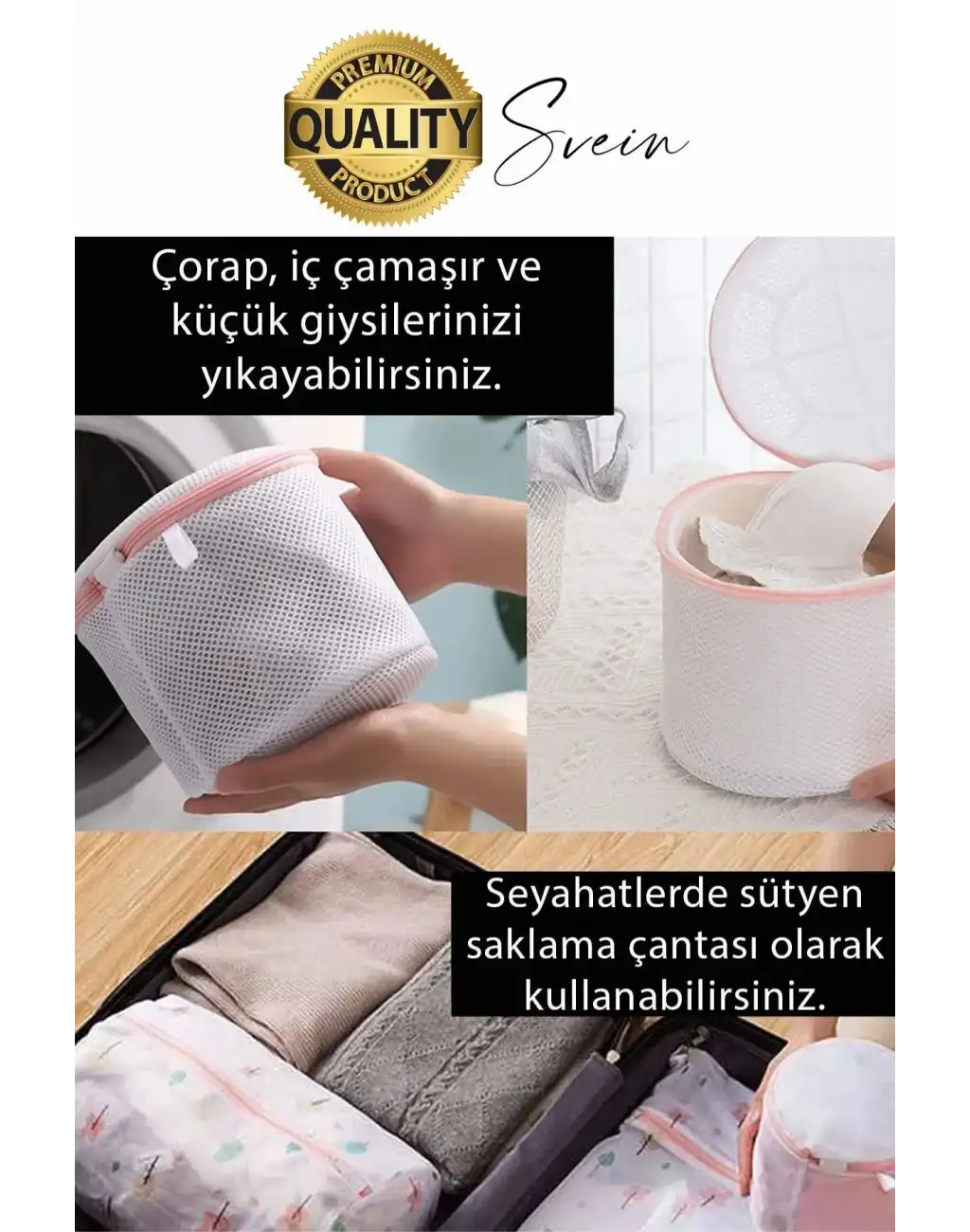 Premium 4 Adet İç Çamaşır Sütyen Yıkama Filesi Fermuarlı Yırtılmaz Çorap Temizlik Torbası Dayanıklı