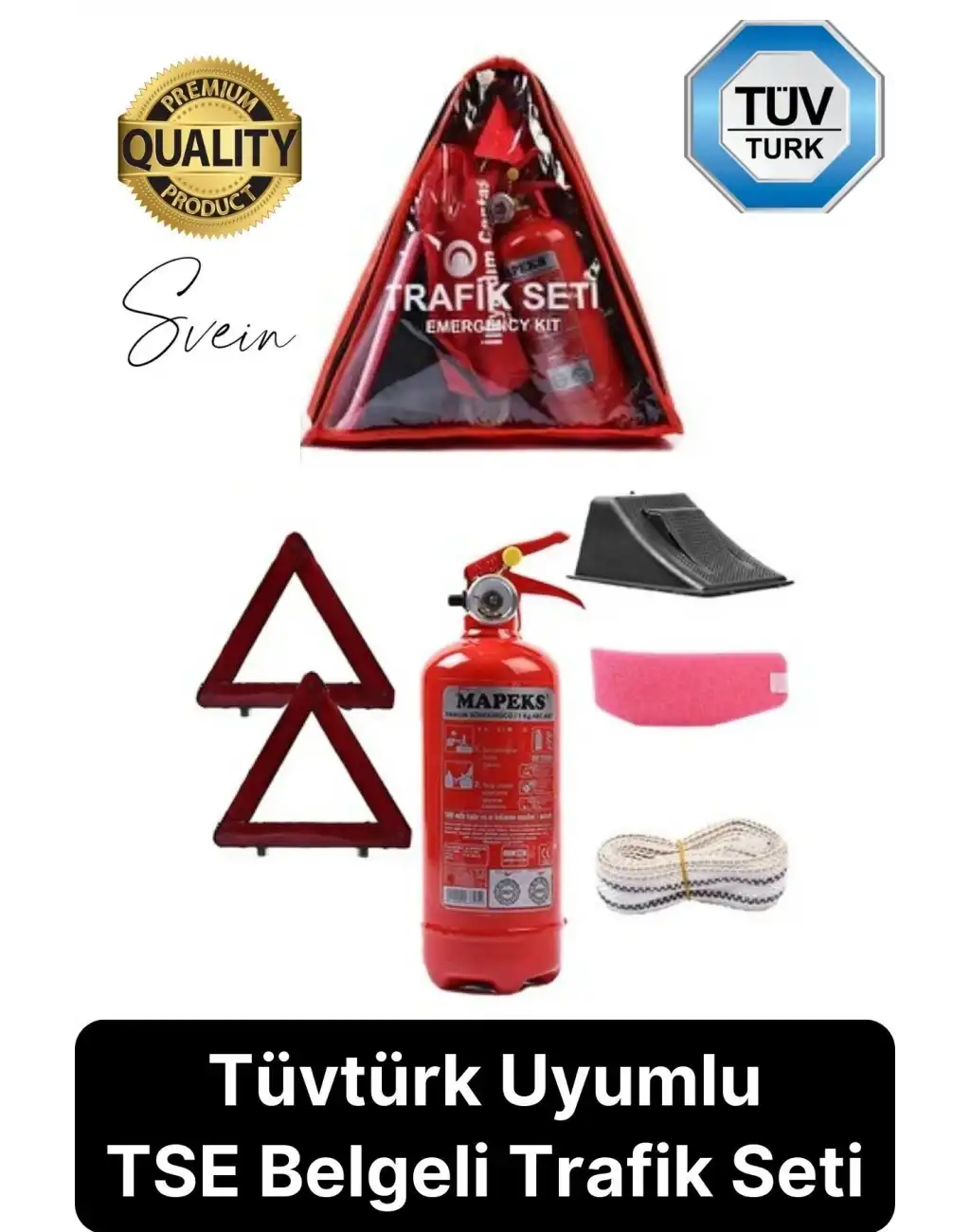 TSE Belgeli Muayene Uyumlu Çantalı TCK Yasasına Uygun Araç Oto Araba Üçgen Acil Durum Trafik Seti