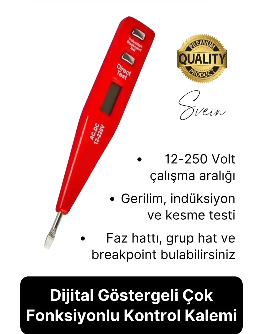Premium Dijital Ekranlı Kontrol Kalemi Temaslı Temassız Voltaj Test Aleti Elektrik Akım Cihazı