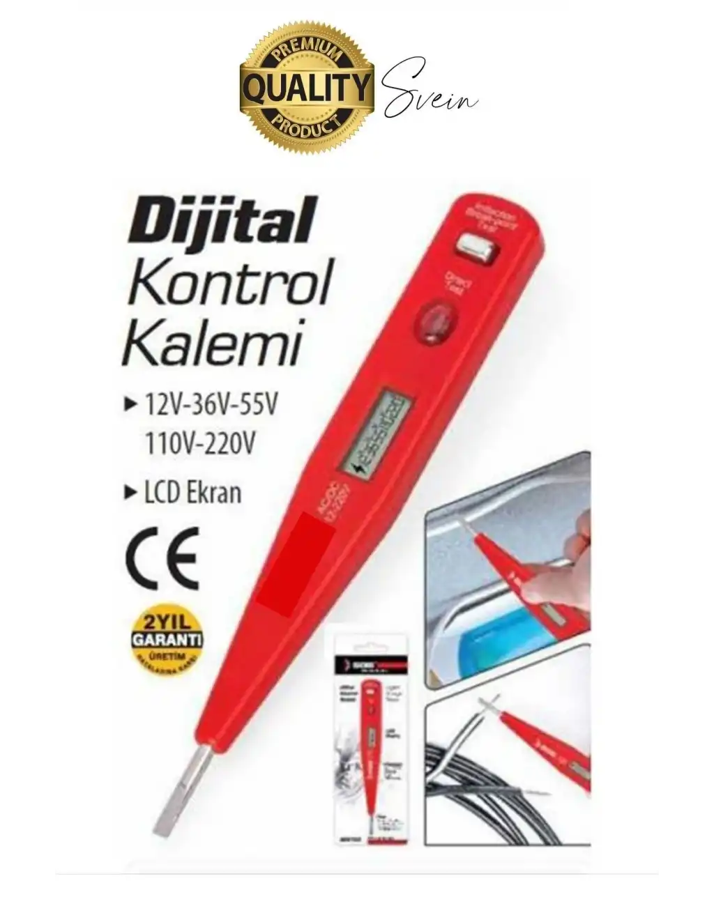 Premium Dijital Ekranlı Kontrol Kalemi Temaslı Temassız Voltaj Test Aleti Elektrik Akım Cihazı