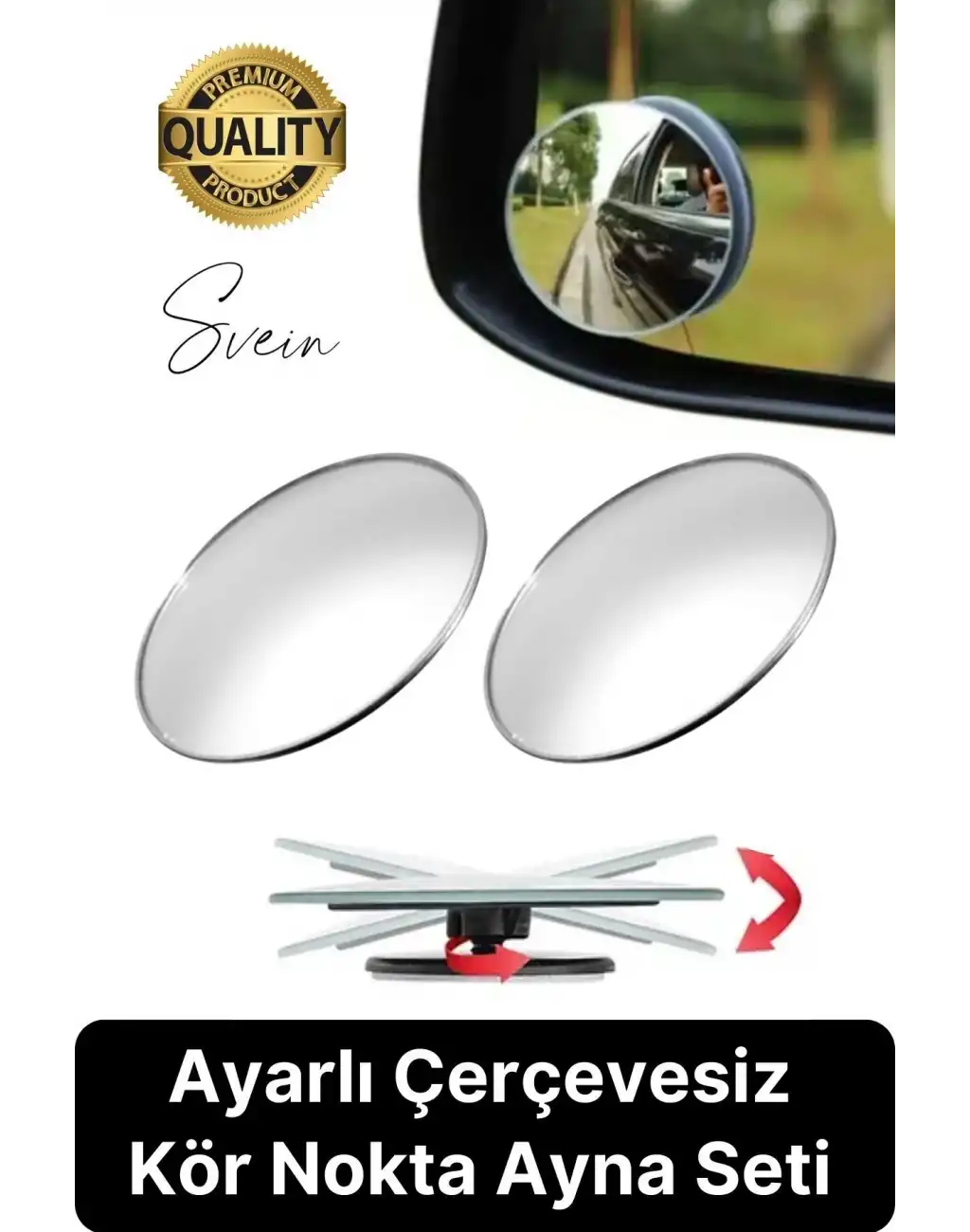 Yapışkanlı Geniş Açı 2 Adet Ayarlanabilir Kör Nokta Aynası Park Etme Çerçevesiz Etkili Görüş Açısı