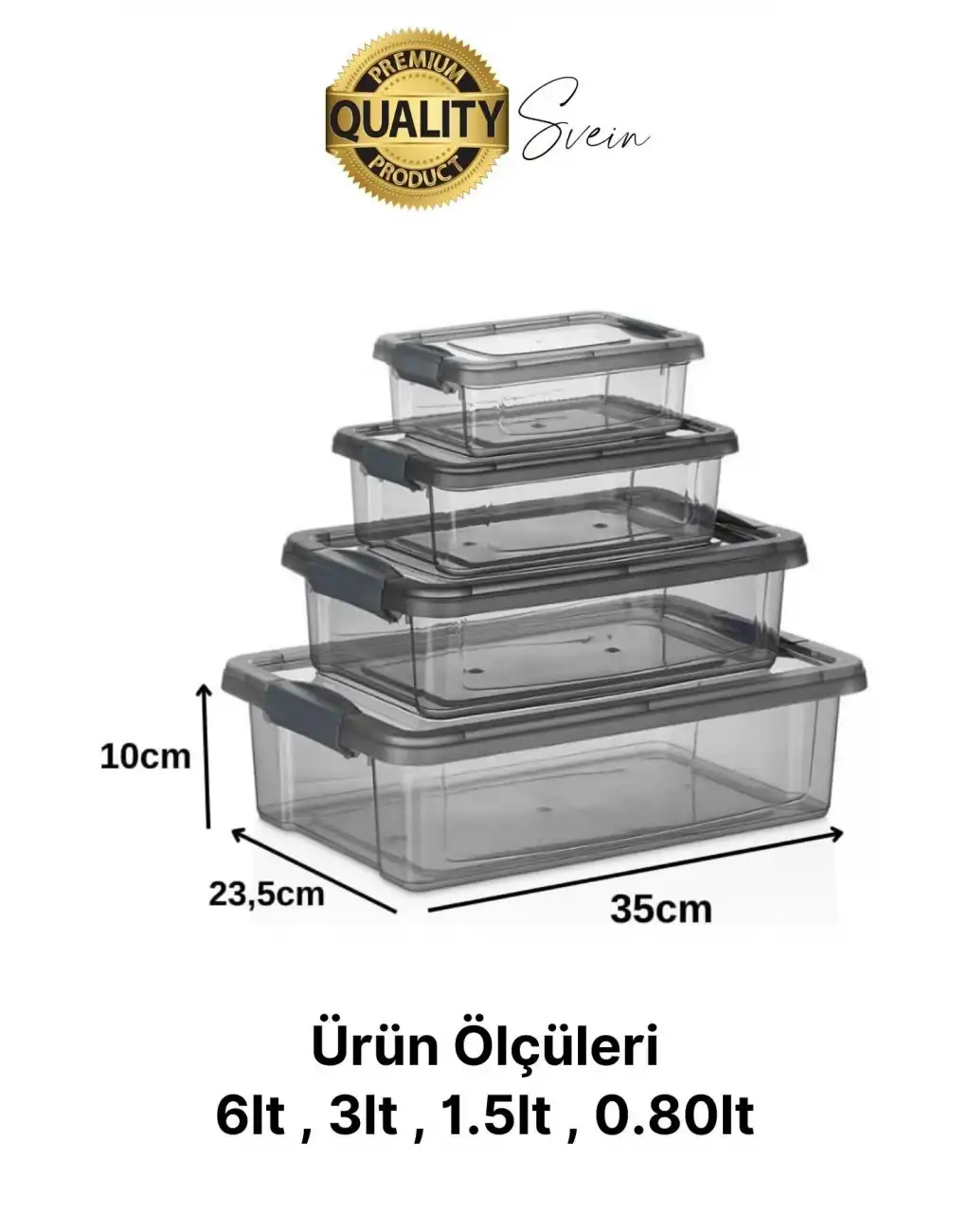 Premium Organizer 4lü Plastik Erzak Gıda Saklama Kabı Seti İç İçe Kilitli İstifleme Yer Tasarrufu