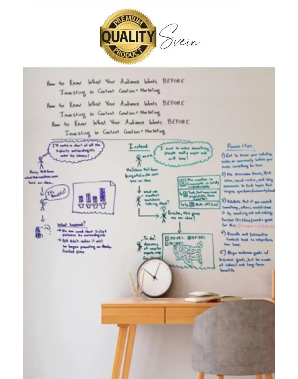 Kendinden Yapışkanlı Şeffaf Yazı Tahtası Filmi 500x60 cm Duvar Koruyucu Not Alma Pratik Folyo