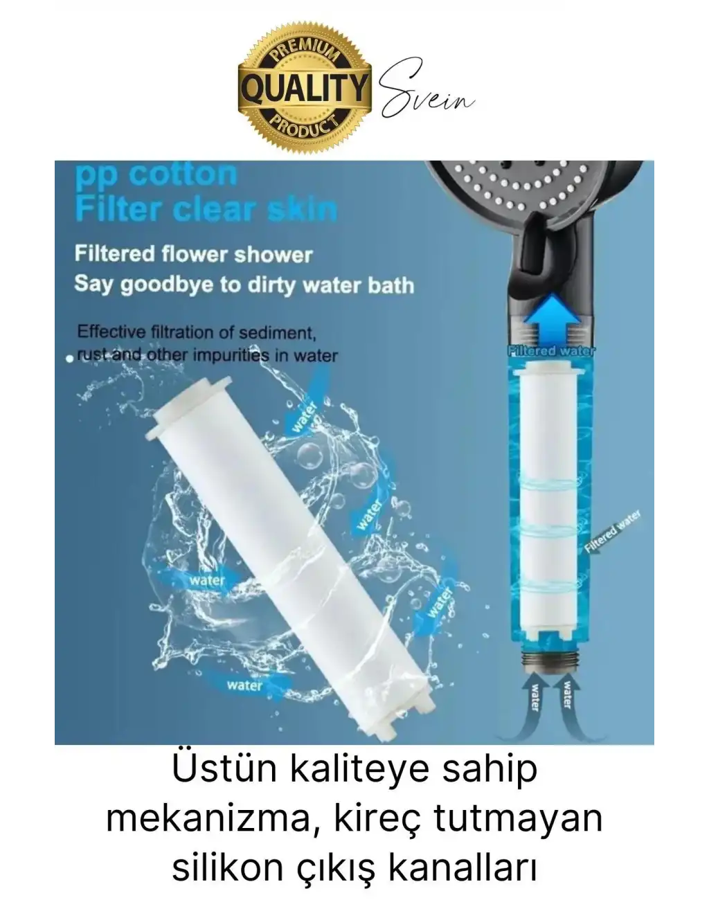 Premium 5 Fonksiyonlu Filtreli Değişebilen Masajlı Yüksek Basınçlı Arıtmalı Banyo Duş Telefonu