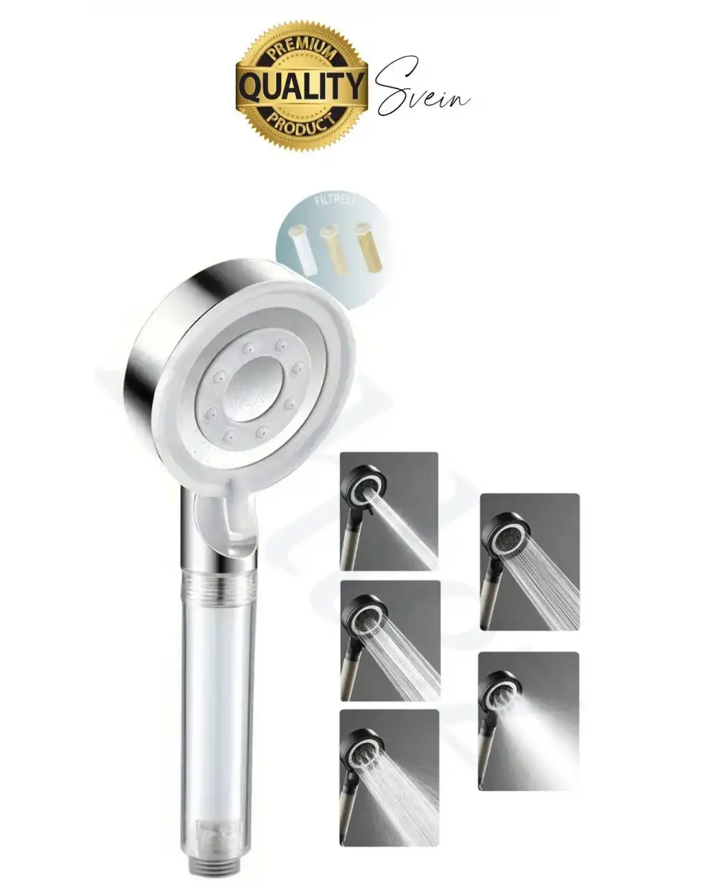 Premium 5 Fonksiyonlu Filtreli Değişebilen Masajlı Yüksek Basınçlı Arıtmalı Banyo Duş Telefonu