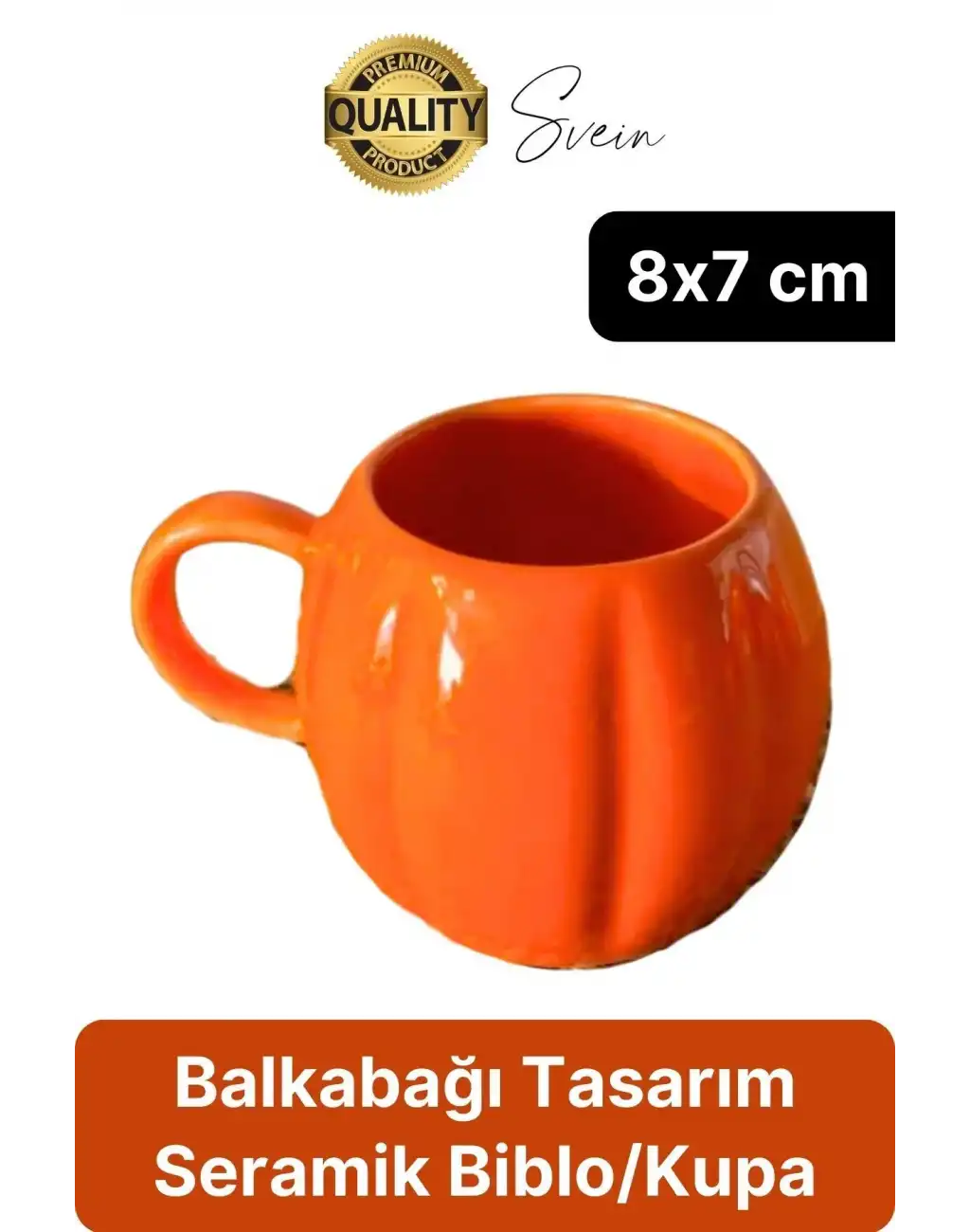 Özel Tasarım Seramik BalKabağı Kulplu Kupa Su Kahve Bardağı Dekoratif Biblo Fincan Sonbahar