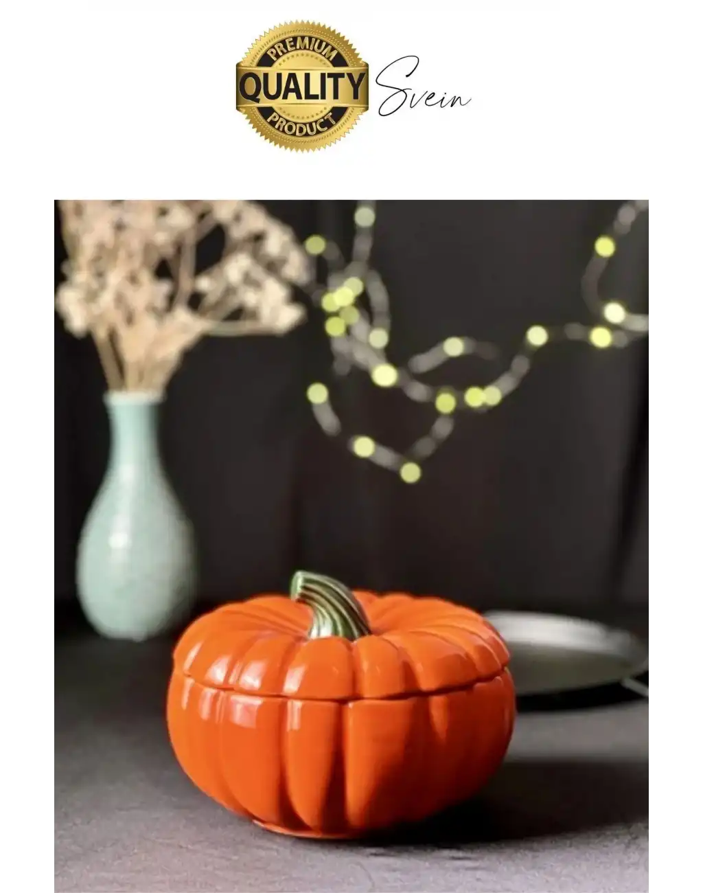 Özel Tasarım Kapaklı Seramik Turuncu Bal Kabağı Dekoratif Şekerlik Biber Saklama Kabı Kavanoz