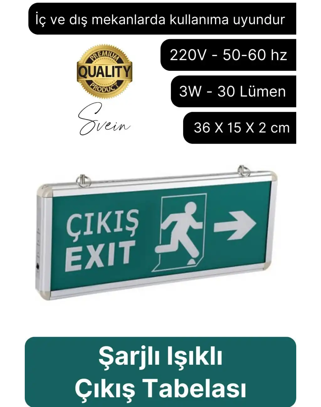 Cata Işıklı Çift Yönlü Acil Çıkış Exit Tabelası Şarjlı Yönlendirme Güvenli Parlayan Uyarı Levhası