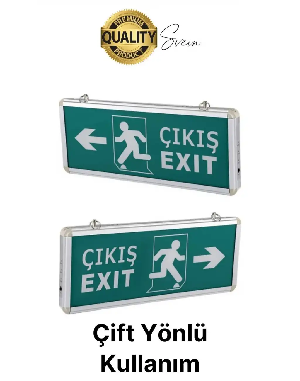 Cata Işıklı Çift Yönlü Acil Çıkış Exit Tabelası Şarjlı Yönlendirme Güvenli Parlayan Uyarı Levhası