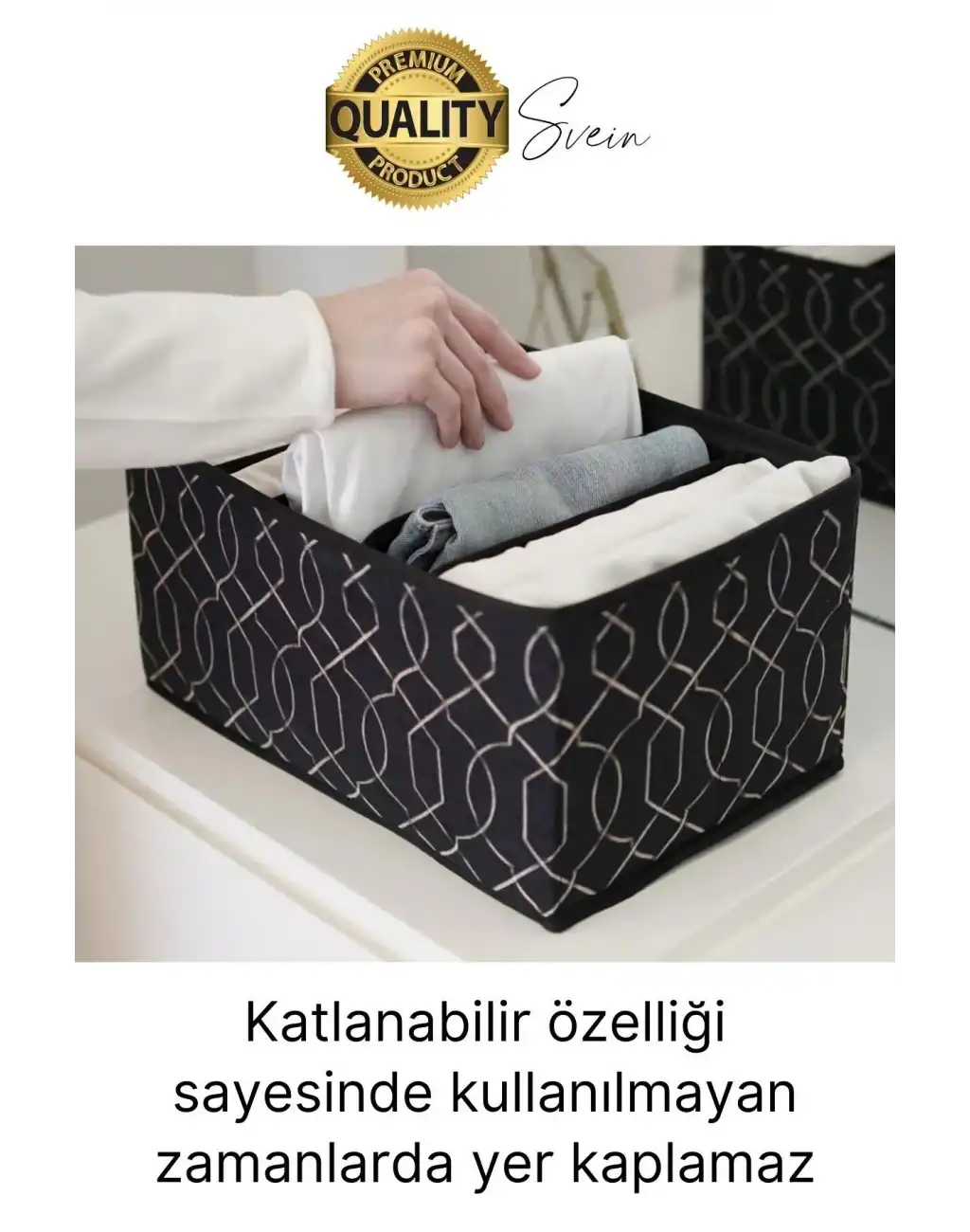 Çok Amaçlı Siyah 8 Gözlü Çekmece Dolap İçi Düzenleyici Organizer Büyük Large Boy Tshirt El Havlusu