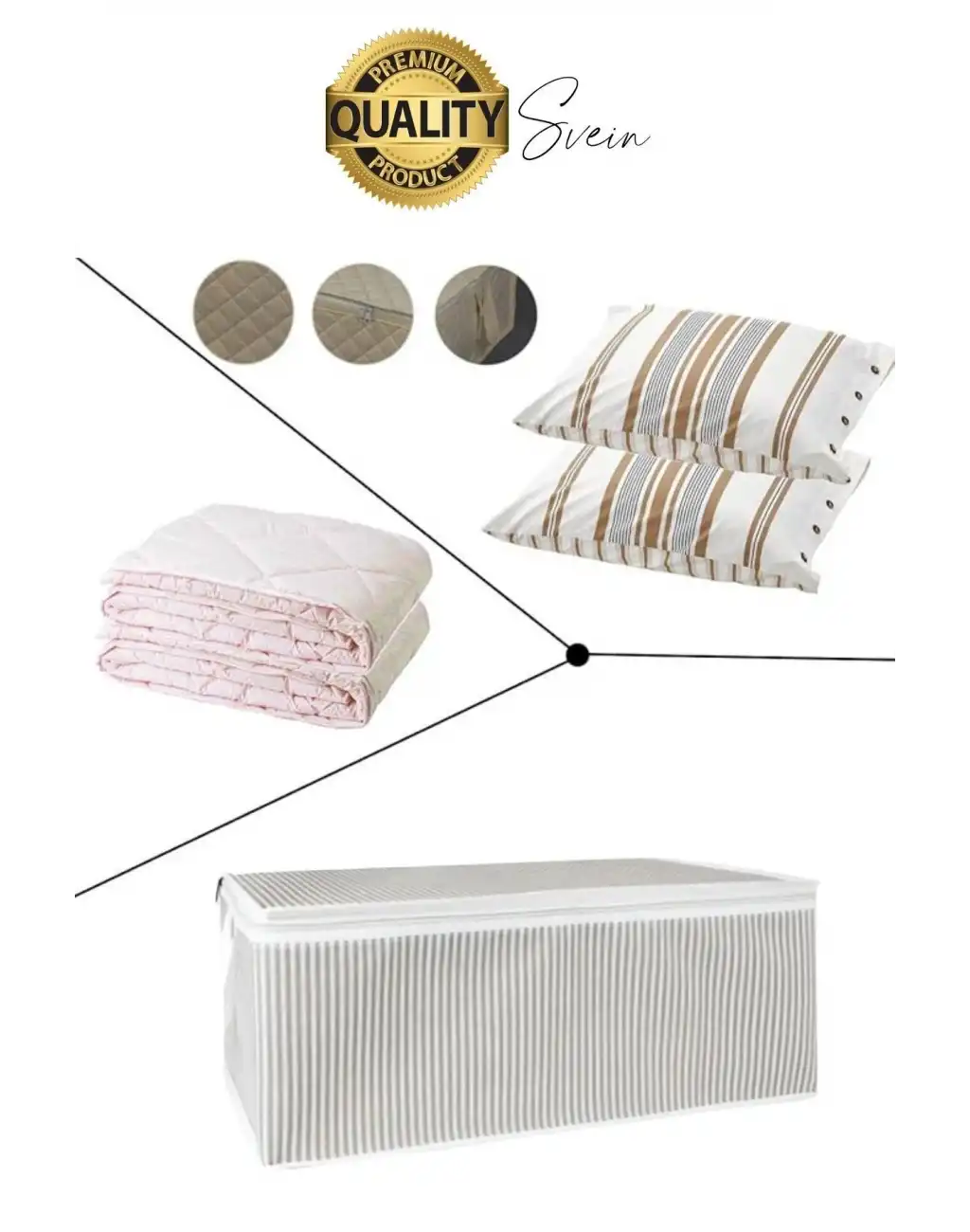 2 Adet Yorgan Hurcu Baza Altı Minder Kıyafet Saklama Yatak Yastık Organizer Düzenleyici Depolama