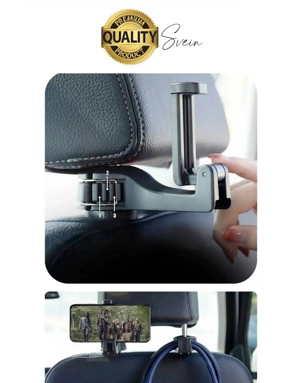 Oto Koltuk Arkası Telefon Tablet Tutucu Askılık Mesafe Ayarlı Uzayan Ayarlanabilir Sağlam Organizer