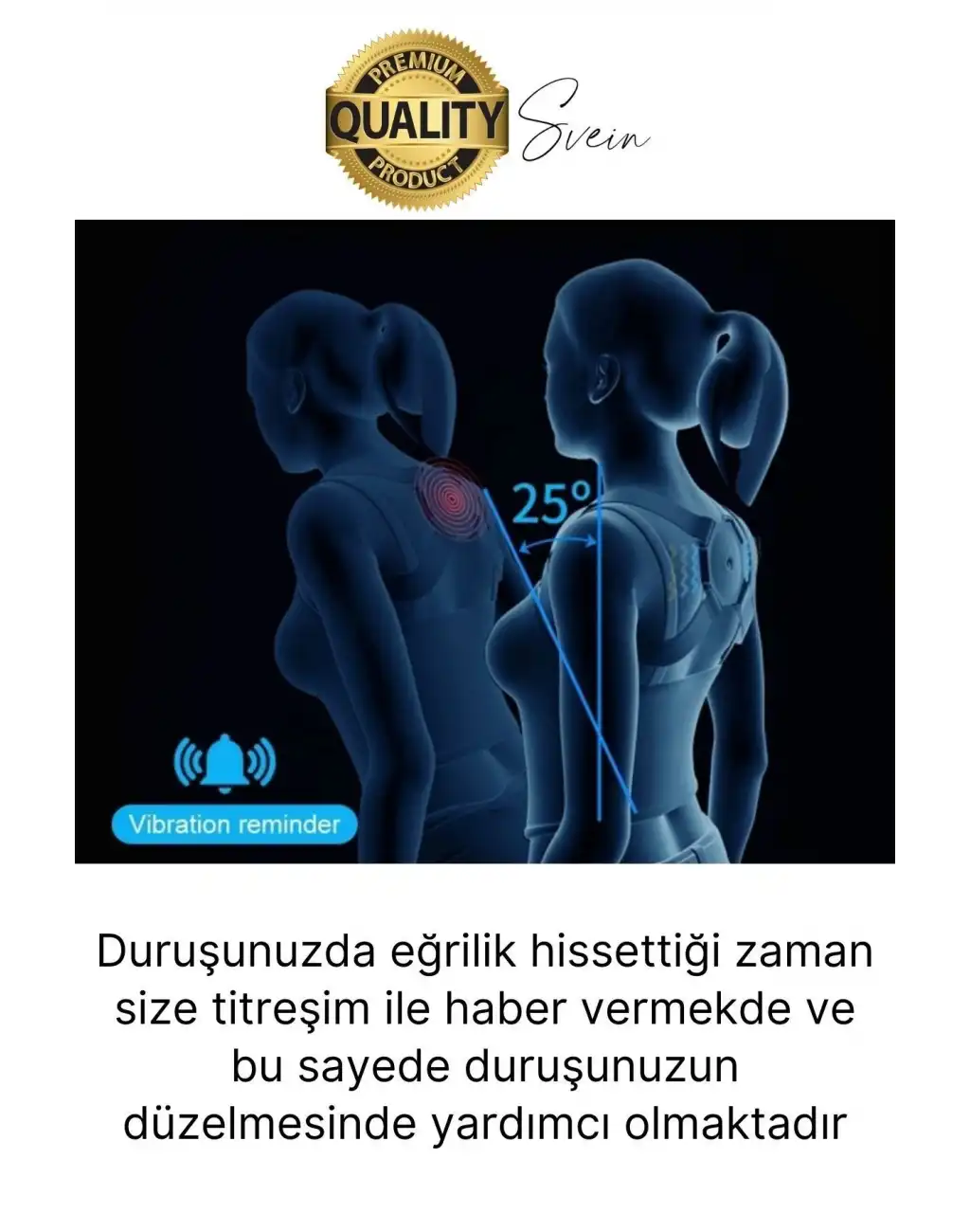 Premium Sensörlü Ayarlanabilir Dik Duruş Korsesi Şarjlı Titreşimli Omuz Sırt Kambur Önleyici