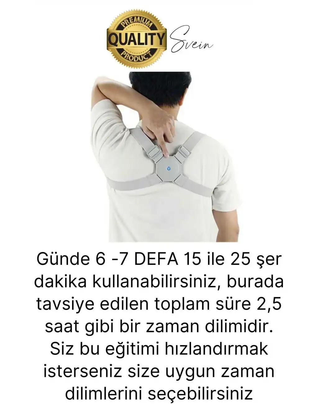 Premium Sensörlü Ayarlanabilir Dik Duruş Korsesi Şarjlı Titreşimli Omuz Sırt Kambur Önleyici