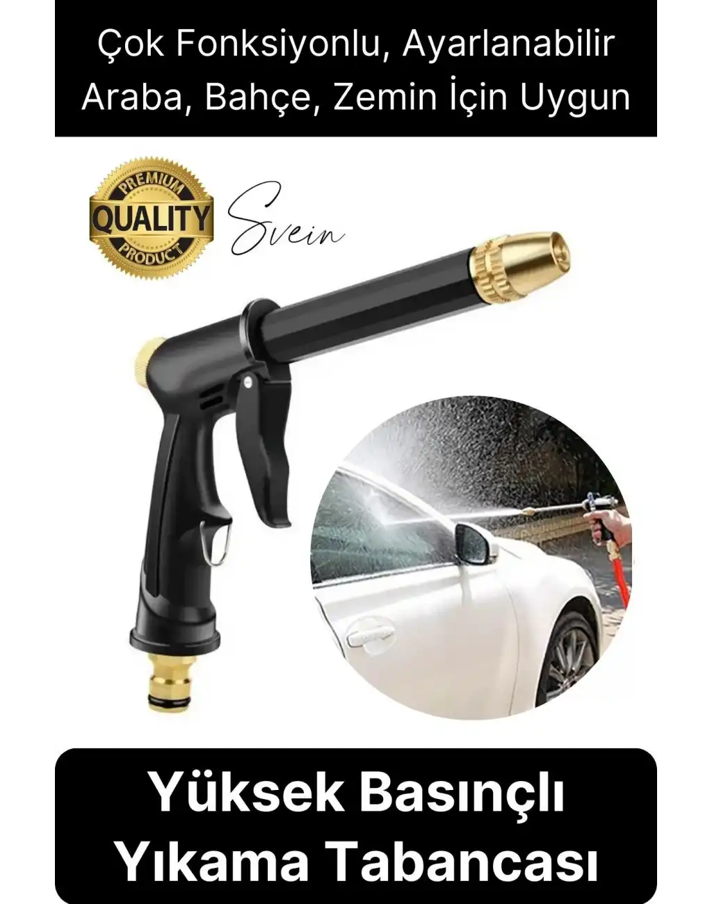 Çok Fonksiyonlu Ayarlanabilir Yüksek Basınçlı Yıkama Su Tabancası Tazyikli Araba Motor Yıkama Bahçe