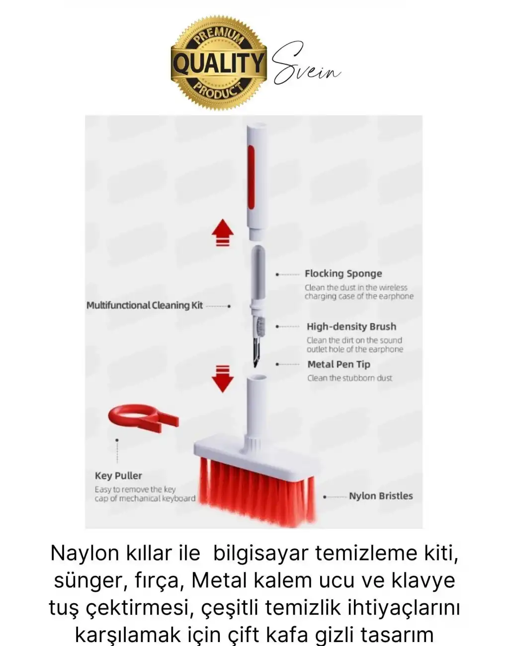 Çok Amaçlı Klavye ve Kulaklık Temizleme Seti Elektronik Cihaz Fırçalı Bilgisayar Tuş Çektirme