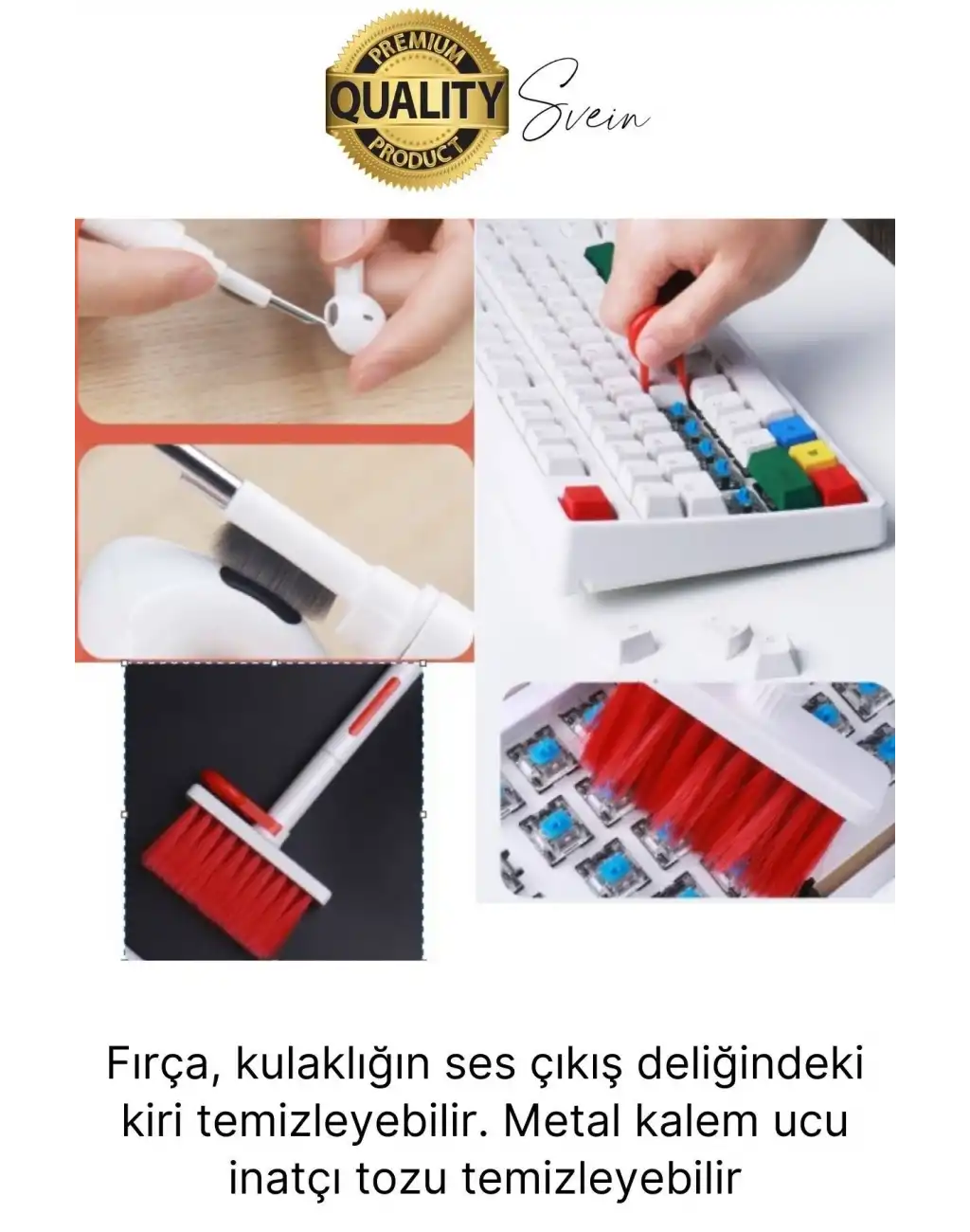 Çok Amaçlı Klavye ve Kulaklık Temizleme Seti Elektronik Cihaz Fırçalı Bilgisayar Tuş Çektirme