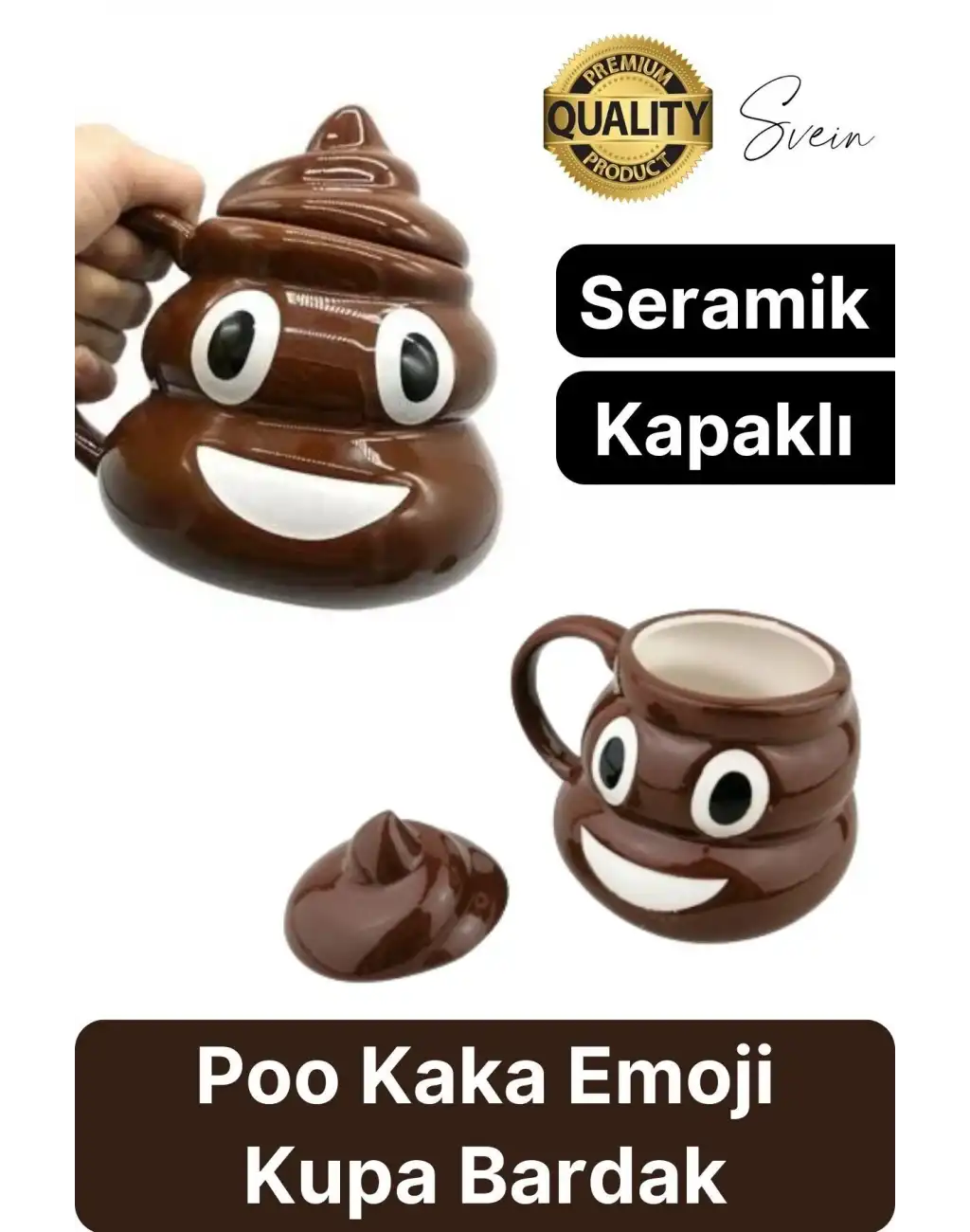 Özel Üretim Poo Kaka Emoji Kupa Bardak Esprili Eğlenceli Kapaklı Komik Karikatür Gülücük 3D Seramik