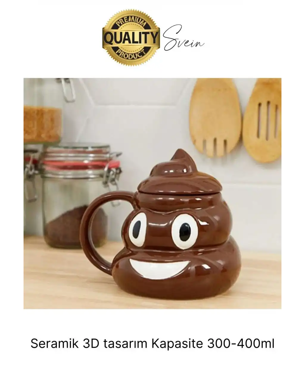 Özel Üretim Poo Kaka Emoji Kupa Bardak Esprili Eğlenceli Kapaklı Komik Karikatür Gülücük 3D Seramik