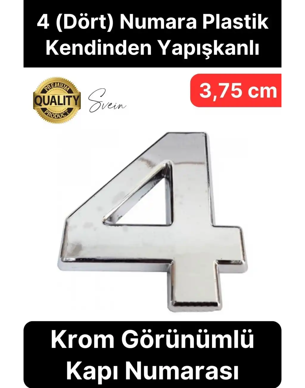 No 4 Kapı Numarası Kendinden Yapışkanlı Masa Dolap Plastik Ev Posta Kutusu Dış Mekan Daire 3,75 cm