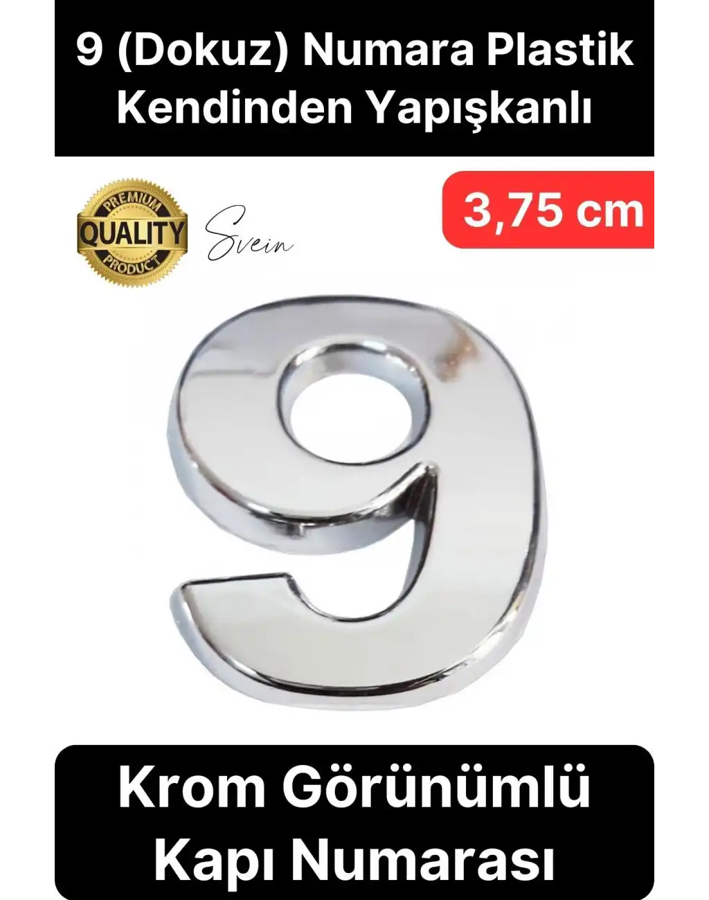 No 9 Kapı Numarası Kendinden Yapışkanlı Masa Dolap Plastik Ev Posta Kutusu Dış Mekan Daire 3,75 cm