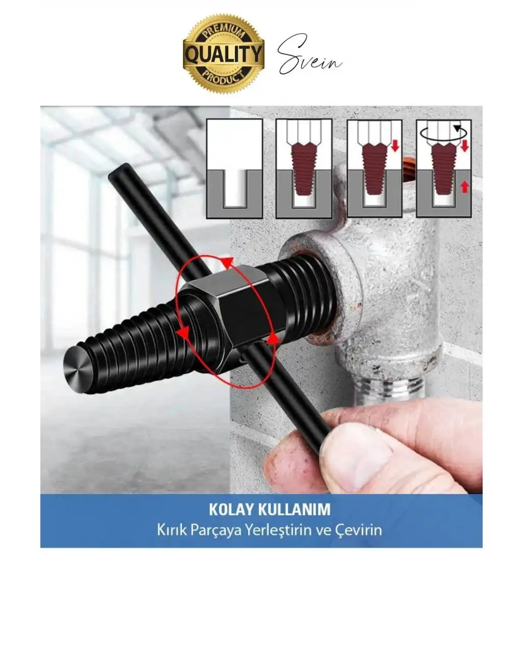 Kırık Musluk Ters Kılavuz Açıcı Aparatı Çift Başlı Su Borusu Vida Hasarlı Cıvata Sökücü Set