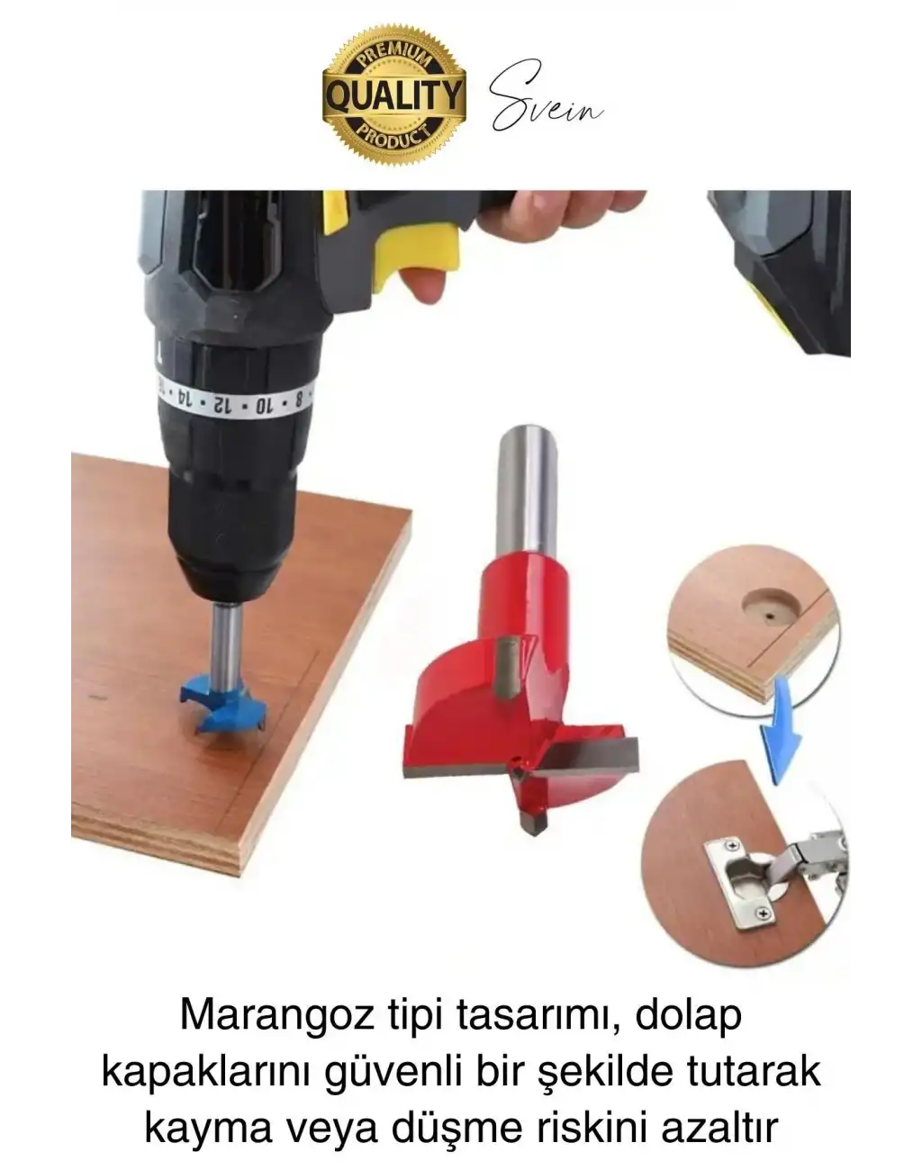 Premium 35 mm Menteşe Yeri Açma Delme Freze Bıçağı Ahşap Matkap Ucu Mutfak Dolabı Kapak Marangoz