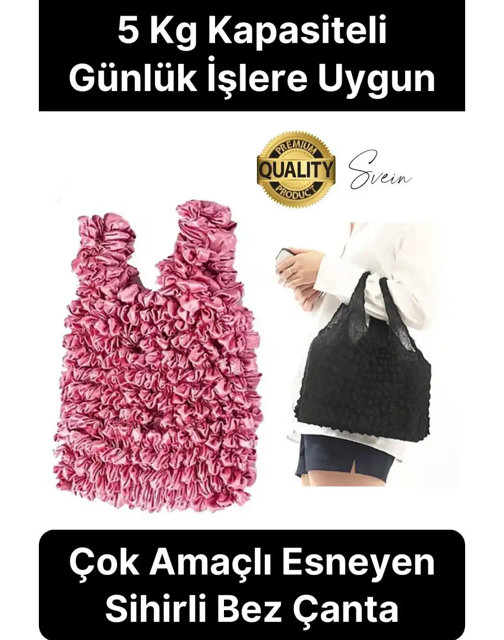 Çok Amaçlı Sihirli Genişleyen Bez Çanta 5 Kg Kapasiteli Elastik Büyük Yırtılmaz Dayanıklı İşlevsel
