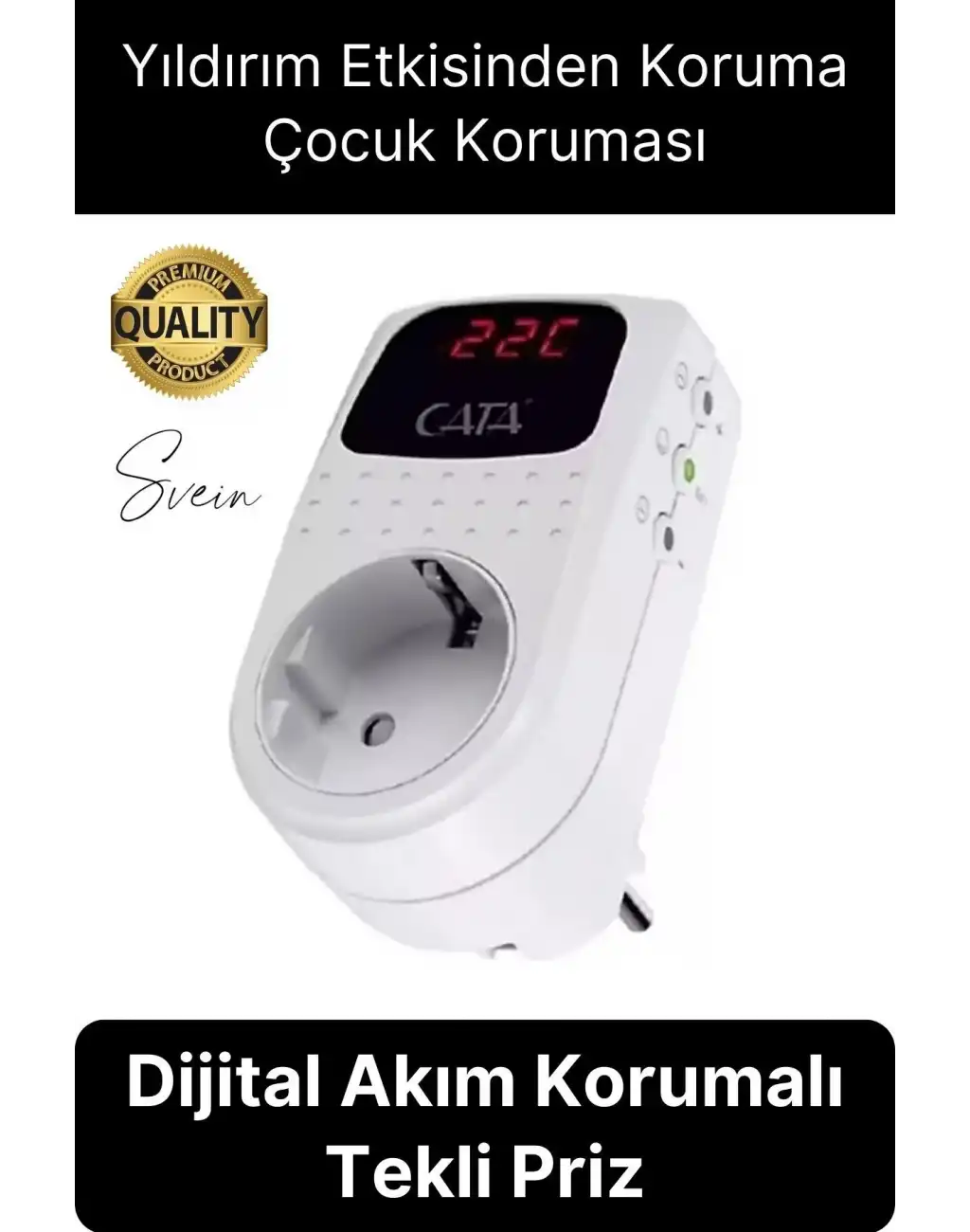 Premium Dijital Akım Korumalı Tekli Priz TV Bilgisayar Led Göstergeli Ekran Çocuk 4000 Watt Güvenli