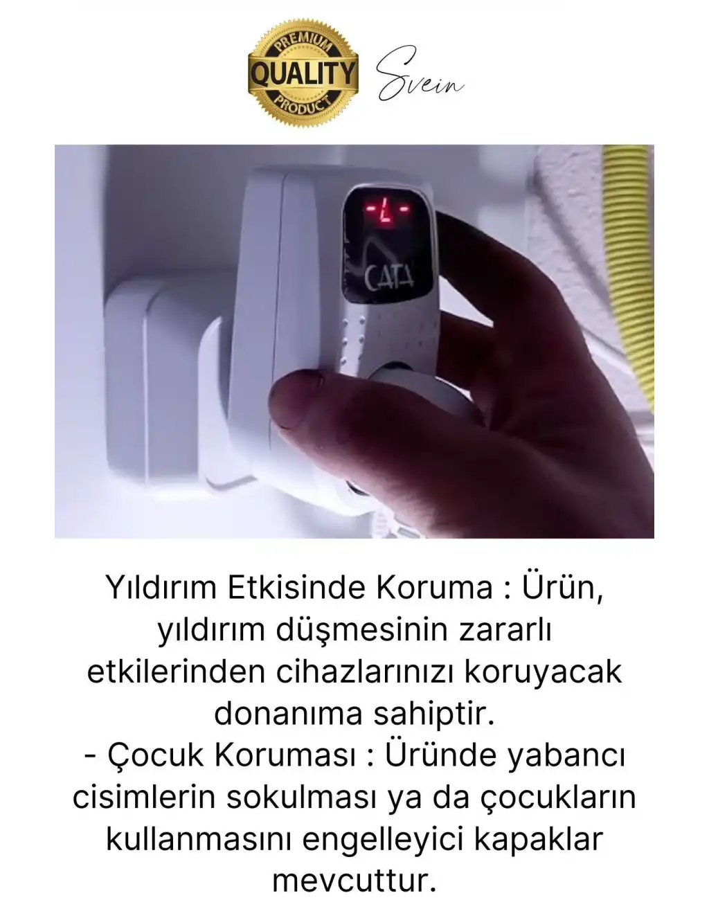Premium Dijital Akım Korumalı Tekli Priz TV Bilgisayar Led Göstergeli Ekran Çocuk 4000 Watt Güvenli