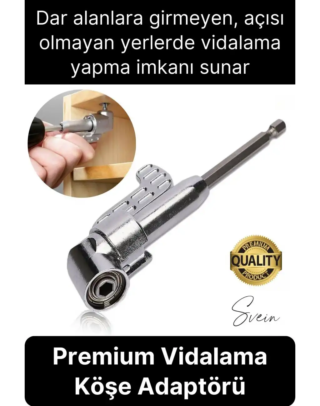 Vidalama Köşe Adaptörü Aparat Pratik Matkap Ucu Dar Alan Kör Nokta Açılı Hızlı Değiştirme Uç Tutucu