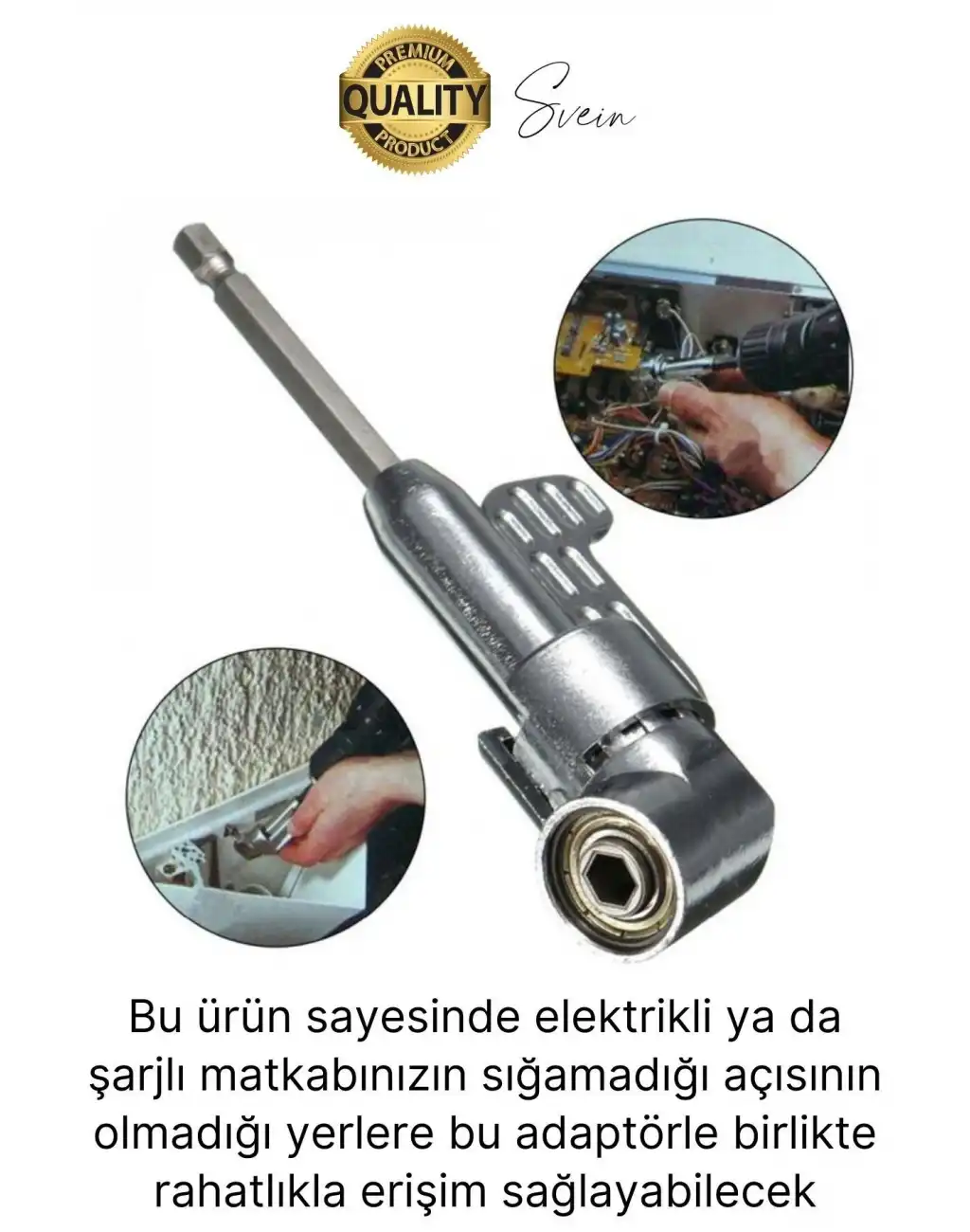 Vidalama Köşe Adaptörü Aparat Pratik Matkap Ucu Dar Alan Kör Nokta Açılı Hızlı Değiştirme Uç Tutucu