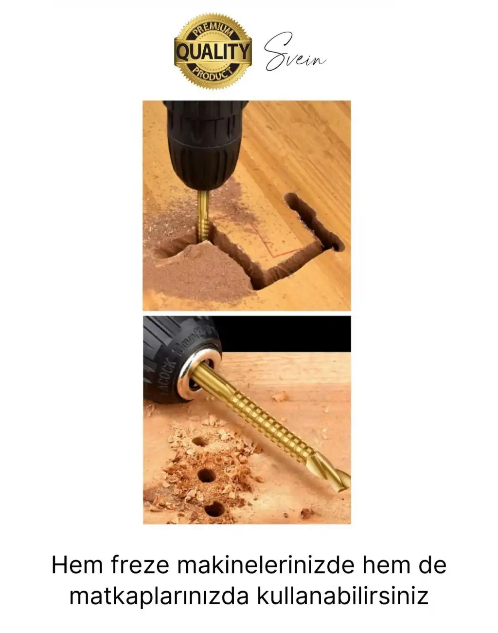 Premium Çok Amaçlı 3lü Freze Matkap Uç Seti Ahşap Tahta Delme Titanyum Kanal Açma Sunta Mdf Oyma