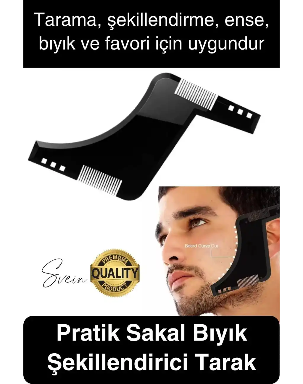 Yeni Sezon Sakal Şekillendirici Kalıp Tarak Bıyık Bakım Şablon Erkek Ense Cep Favori Simetrik Kesim
