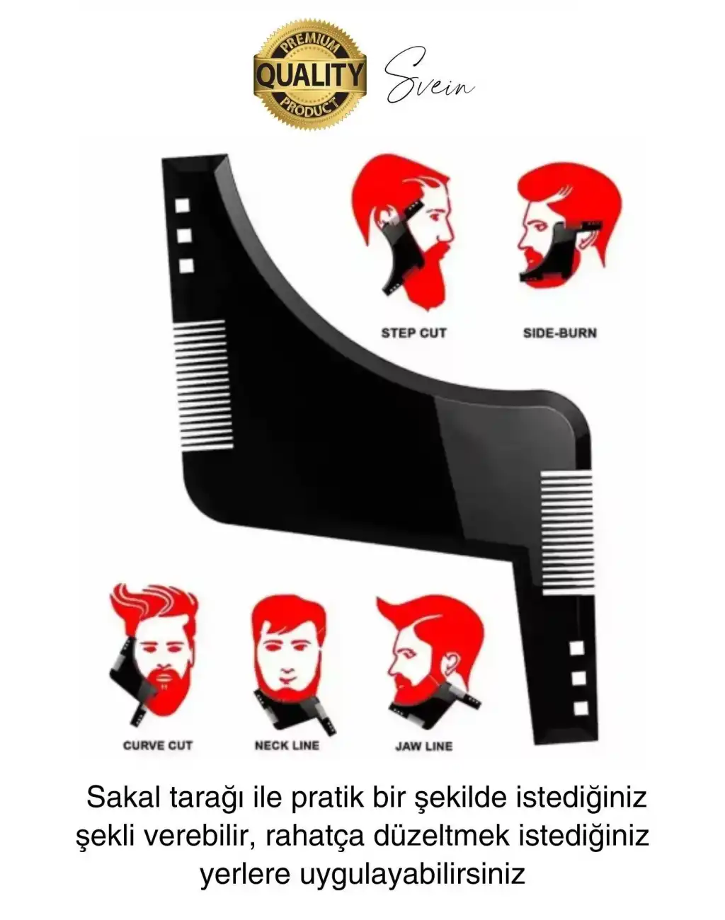 Yeni Sezon Sakal Şekillendirici Kalıp Tarak Bıyık Bakım Şablon Erkek Ense Cep Favori Simetrik Kesim