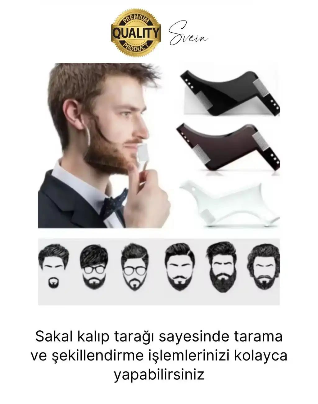 Yeni Sezon Sakal Şekillendirici Kalıp Tarak Bıyık Bakım Şablon Erkek Ense Cep Favori Simetrik Kesim