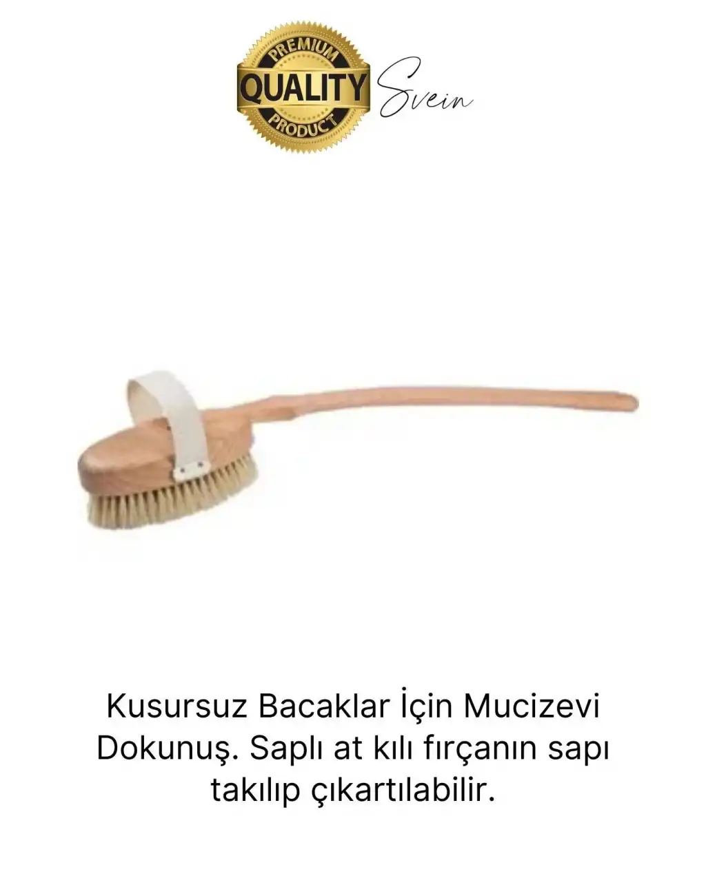 Premium %100 Doğal At Kılı Banyo Fırçası Ahşap Saplı Selülit Önleyici Yumuşak Vücut Masaj Sırt Kese